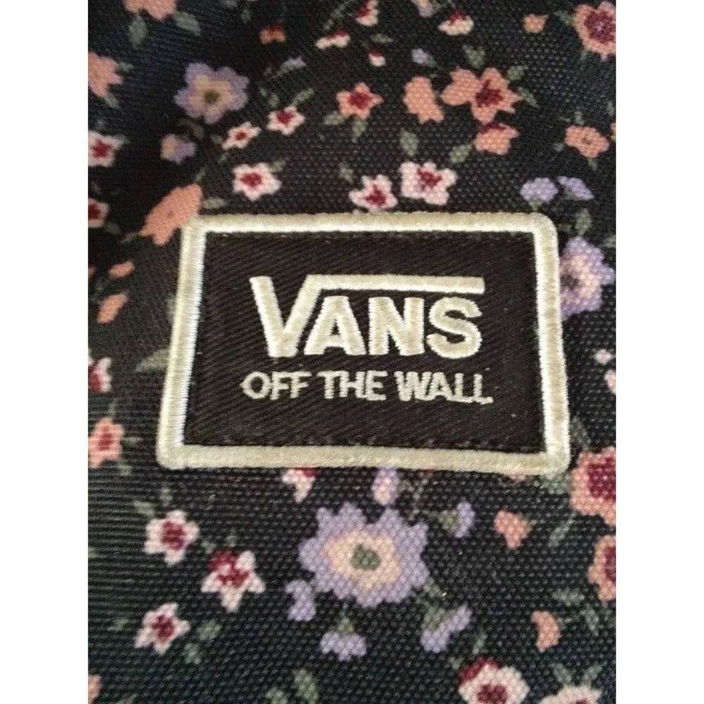 Vans Off The Wall Floral on Black Backpack School Bag with Charms